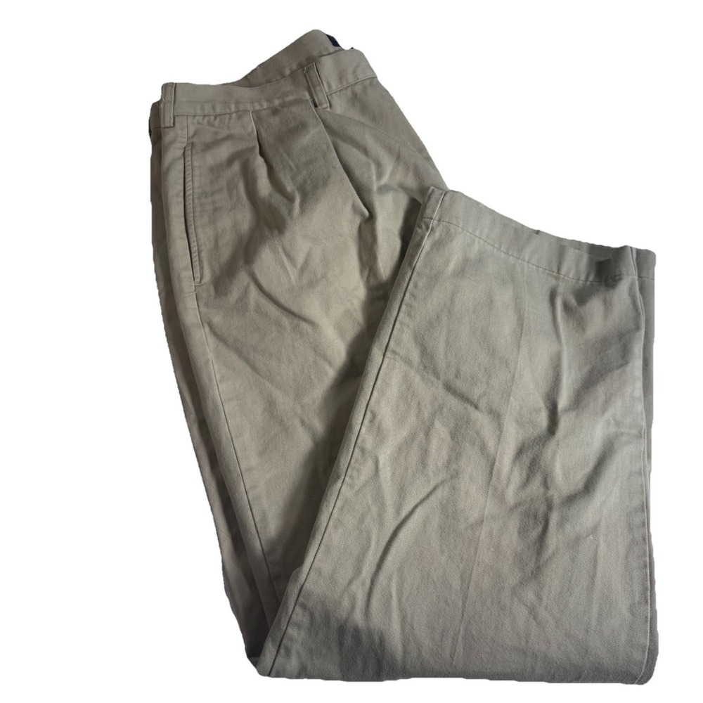Polo Ralph Lauren Chinos Mens 38x30 Khaki Tan Double Pleated Trousers 90s Preppy
